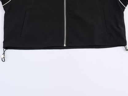 Autumn Elegance Stand Collar Puff Sleeve Jacket