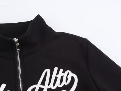 Makena Embroidered Preppy Long Coat