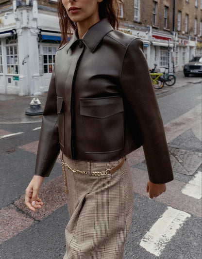 Zamira Faux Leather Short Jacket