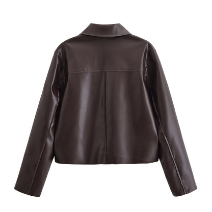 Zamira Faux Leather Short Jacket