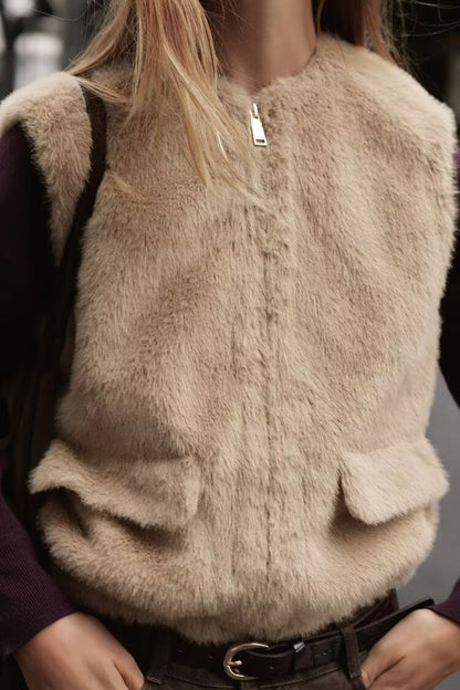Women Clothing Furry Sleeveless Coat
