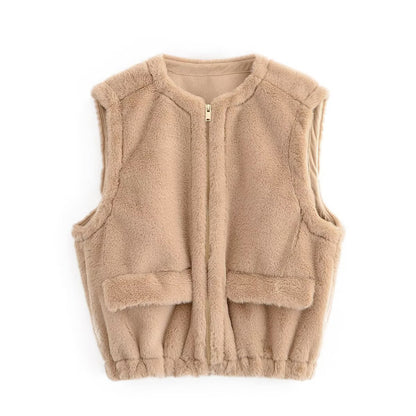 Women Clothing Furry Sleeveless Coat