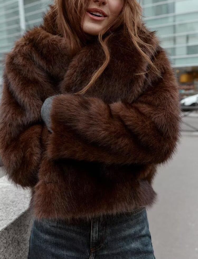 Women Clothing Furry Reversible Coat