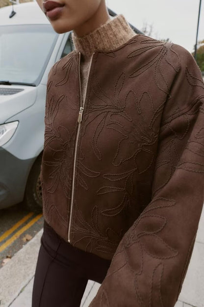 Ifedayo Suede Embroidered Bomber Jacket