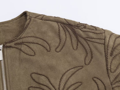 Ifedayo Suede Embroidered Bomber Jacket