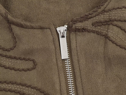 Ifedayo Suede Embroidered Bomber Jacket