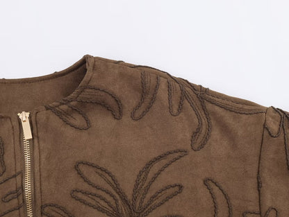 Ifedayo Suede Embroidered Bomber Jacket