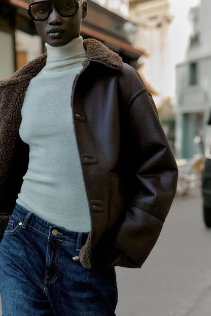 Veste réversible en laine d'agneau Marivelle