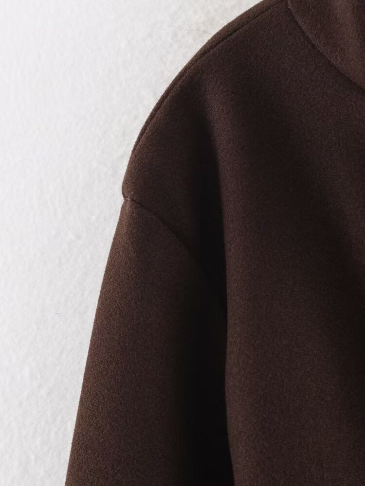 Makena Longline Belted Stand-Collar Coat