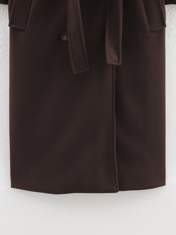 Makena Longline Belted Stand-Collar Coat