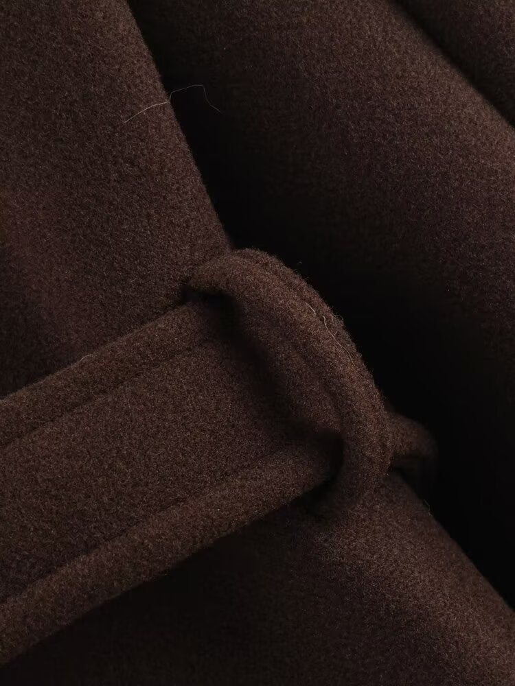 Makena Longline Belted Stand-Collar Coat