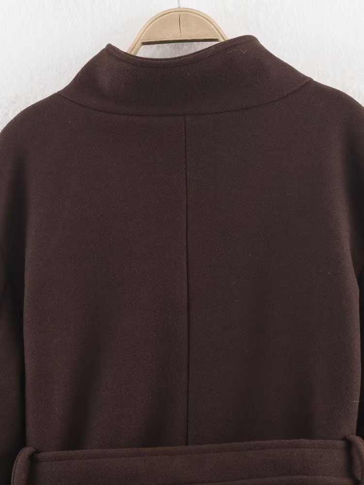Makena Longline Belted Stand-Collar Coat