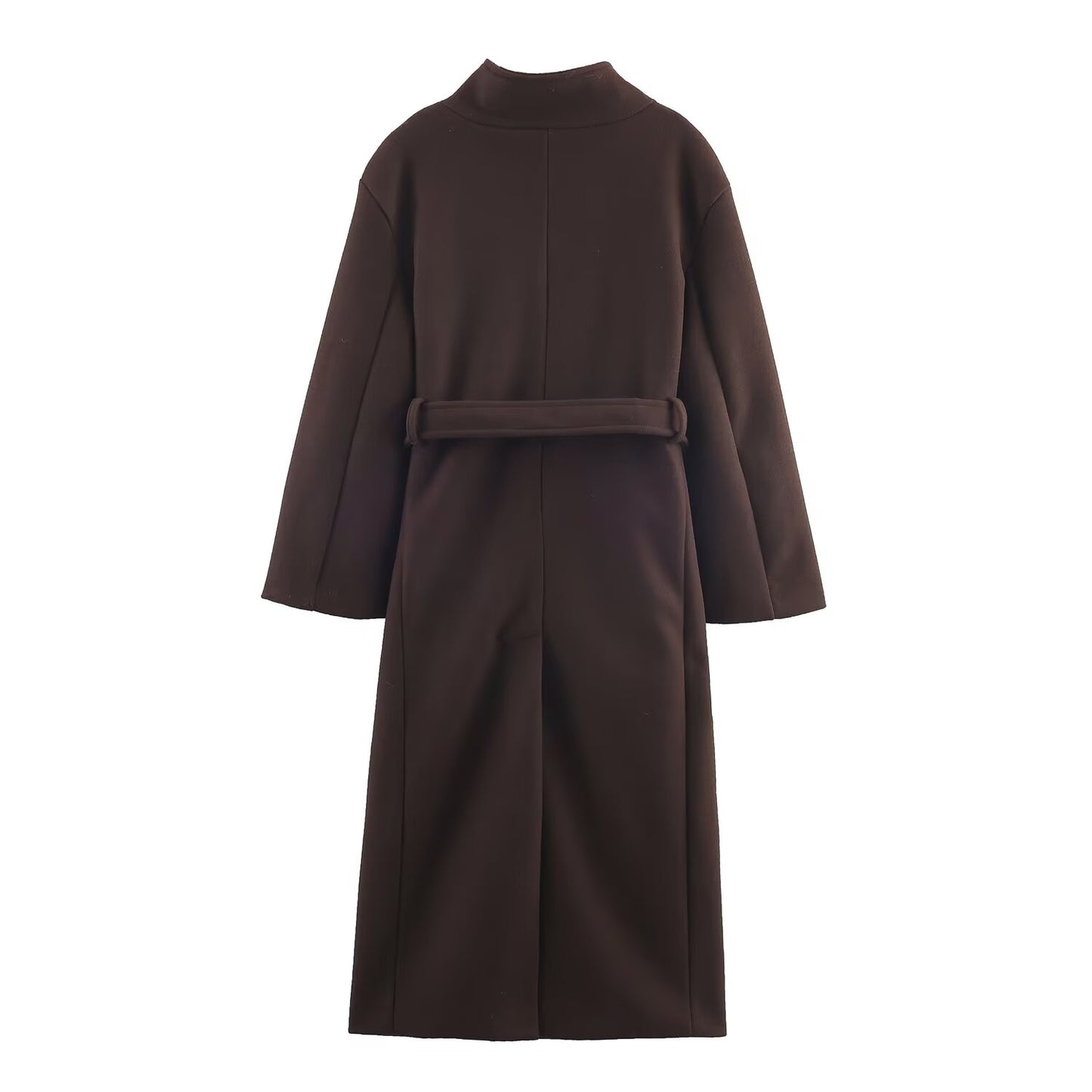 Makena Longline Belted Stand-Collar Coat