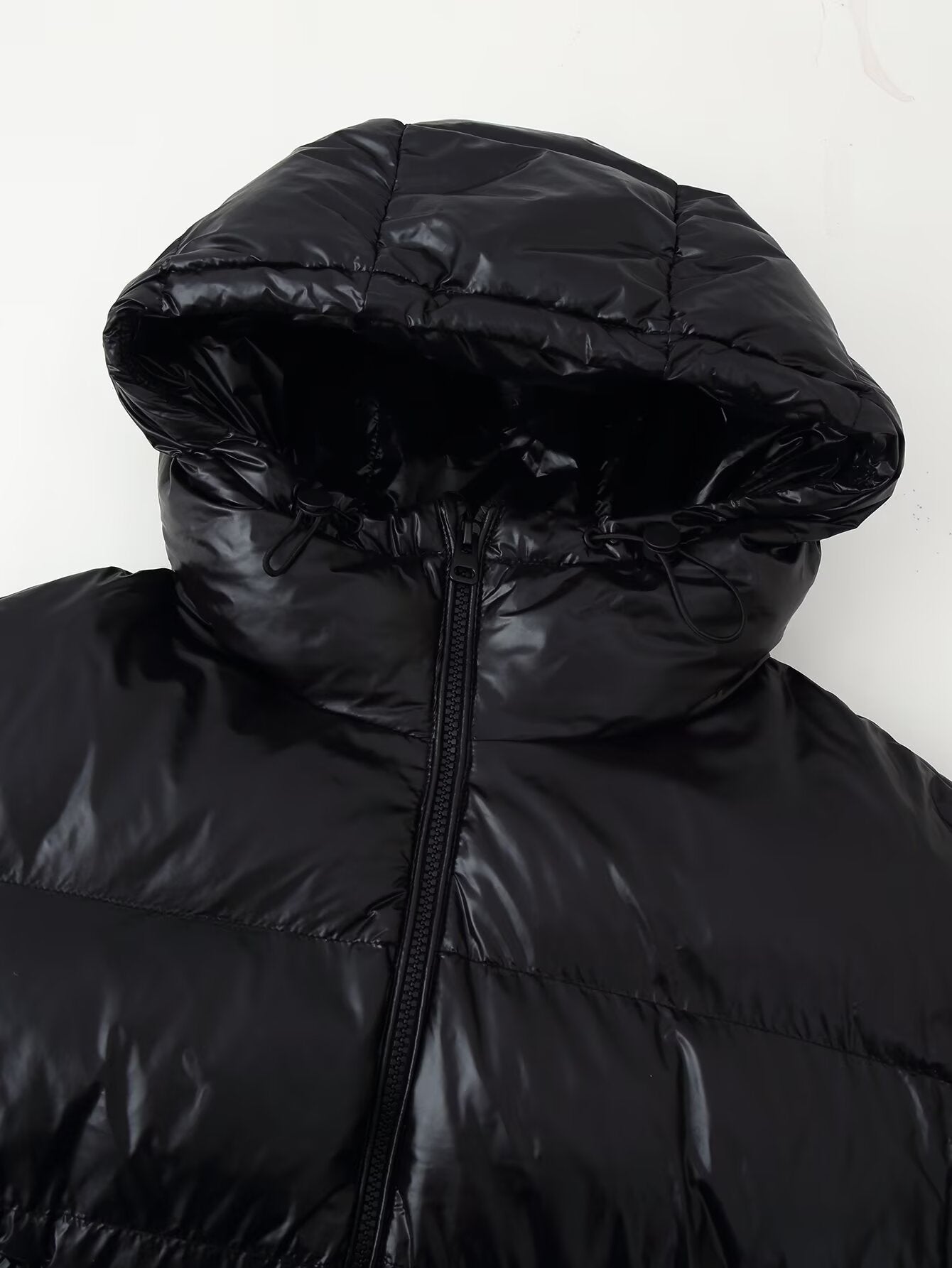 Aurielle Shiny Hooded Cotton-Padded Jacket
