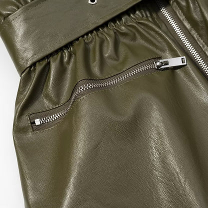 Manteau en cuir vert Tayari