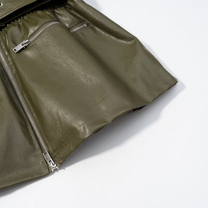 Manteau en cuir vert Tayari