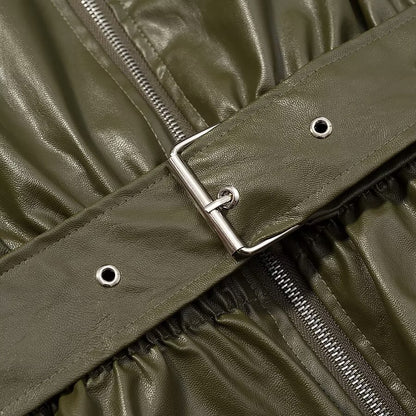 Manteau en cuir vert Tayari