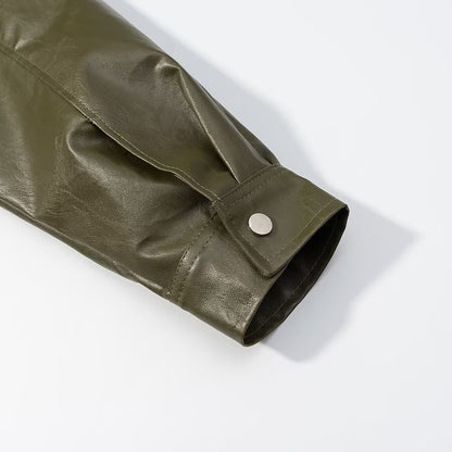 Manteau en cuir vert Tayari