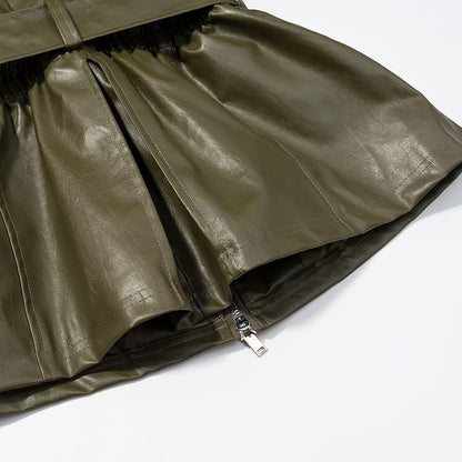 Manteau en cuir vert Tayari