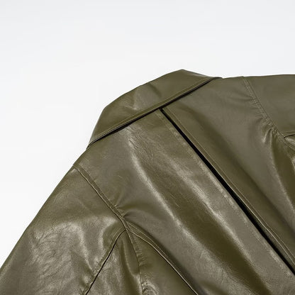Manteau en cuir vert Tayari