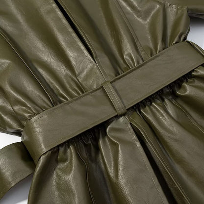 Manteau en cuir vert Tayari