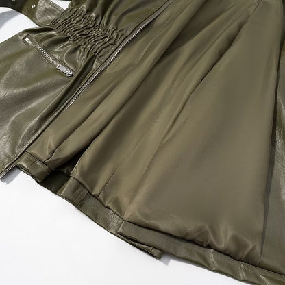 Manteau en cuir vert Tayari