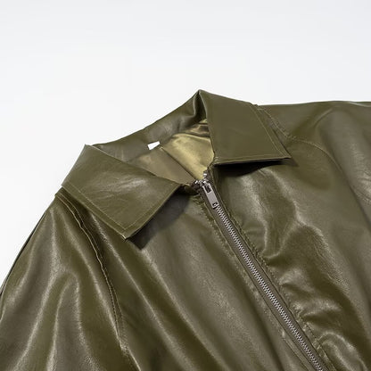 Manteau en cuir vert Tayari