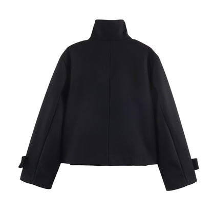 Noirelle Black Collar Woolen Coat