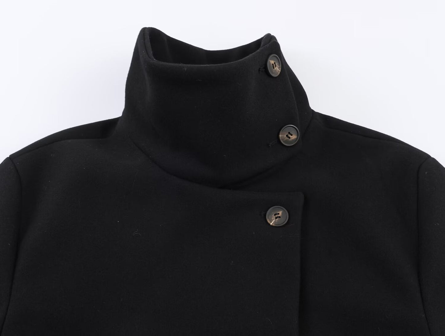 Noirelle Black Collar Woolen Coat