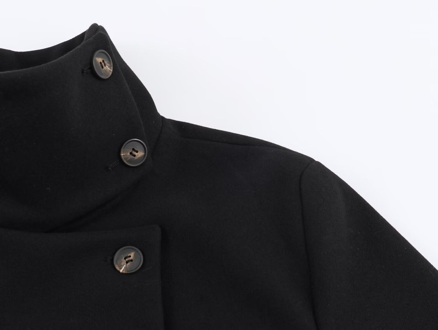 Noirelle Black Collar Woolen Coat
