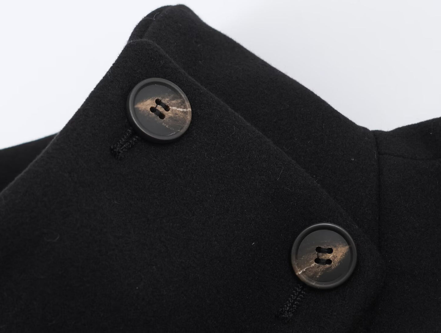 Noirelle Black Collar Woolen Coat