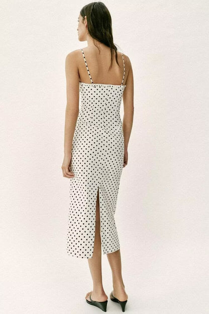 Summer Graceful Fashionable Women Corset Polka Dot Midi Dress