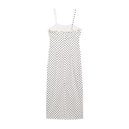 Summer Graceful Fashionable Women Corset Polka Dot Midi Dress
