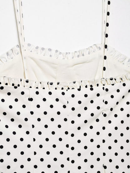 Summer Graceful Fashionable Women Corset Polka Dot Midi Dress