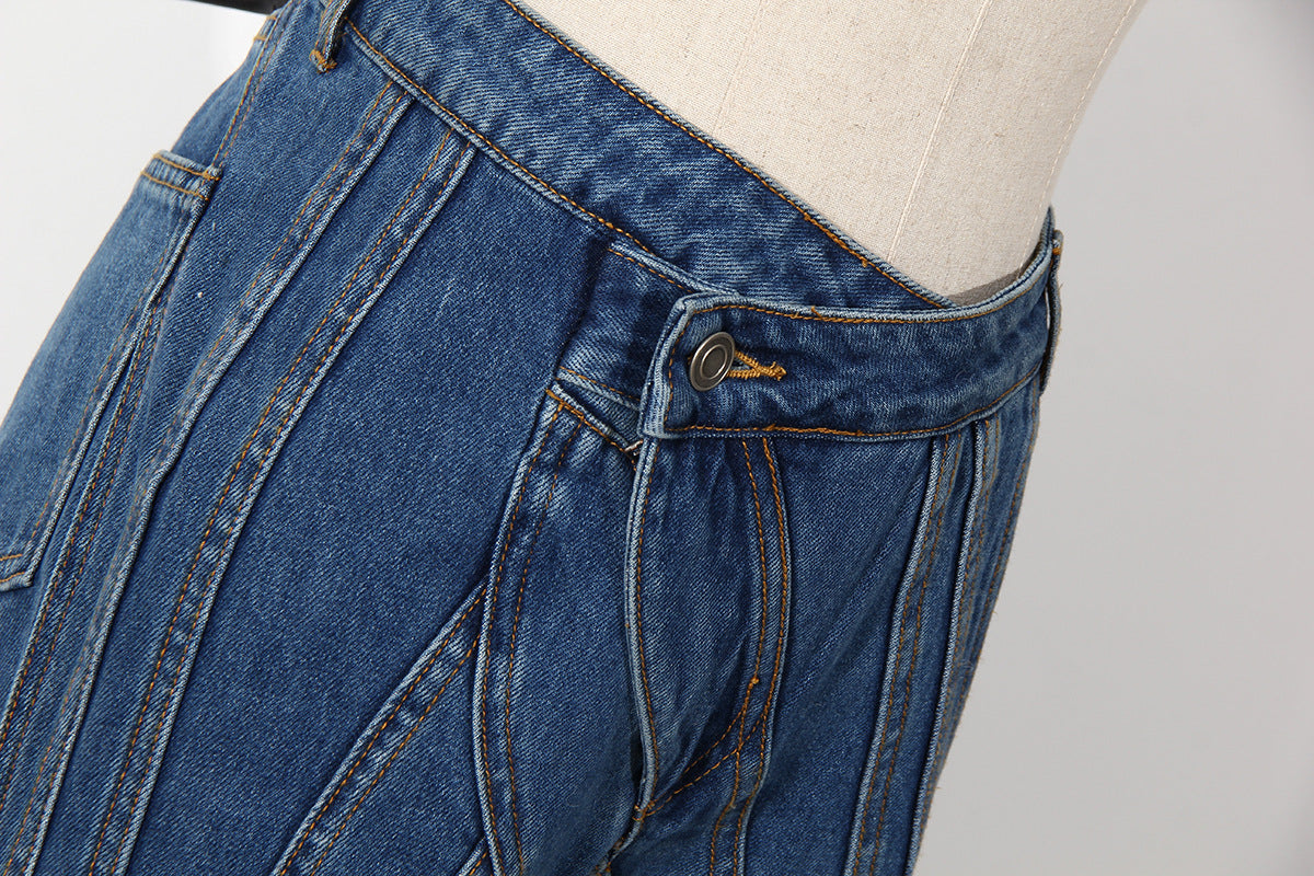 Jean asymétrique de créateur Zyela