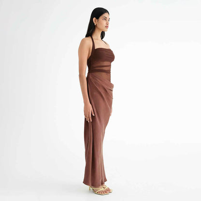 MANGA Satin Halter Maxi Dress