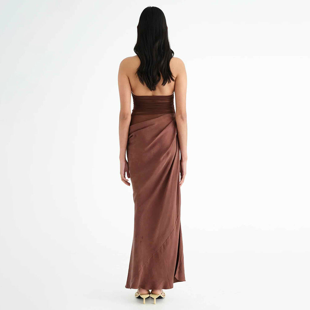 MANGA Satin Halter Maxi Dress