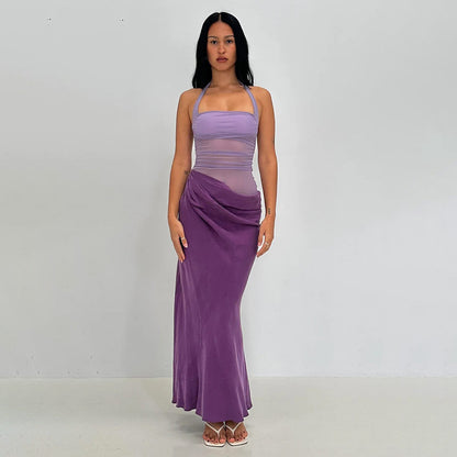 MANGA Satin Halter Maxi Dress