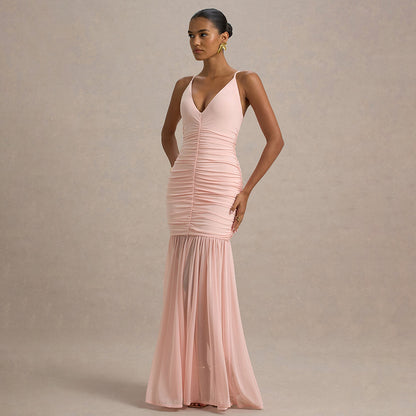 Anjola V Plunge Pleated Dress