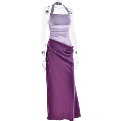 MANGA Satin Halter Maxi Dress