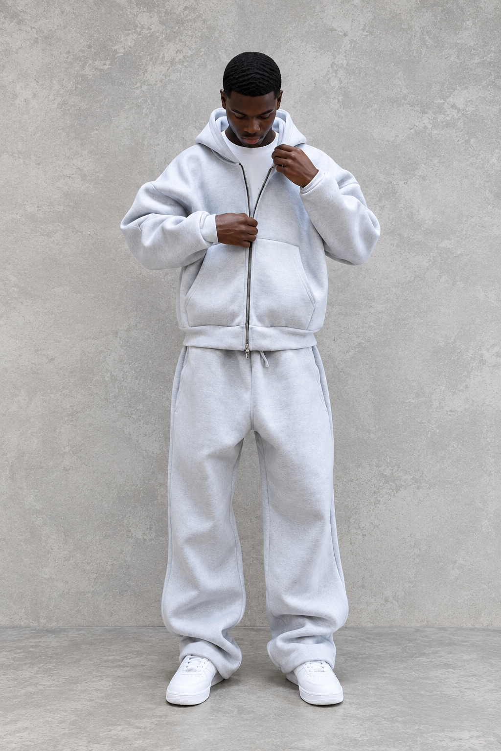 Lanre Heavyweight Zip-Up Hoodie Tracksuit Set