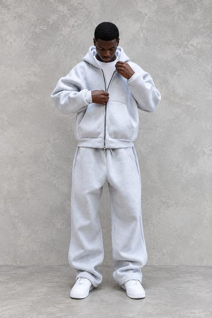 Lanre Heavyweight Zip-Up Hoodie Tracksuit Set