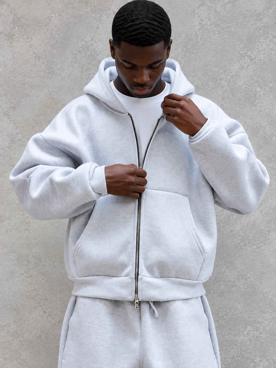 Lanre Heavyweight Zip-Up Hoodie Tracksuit Set