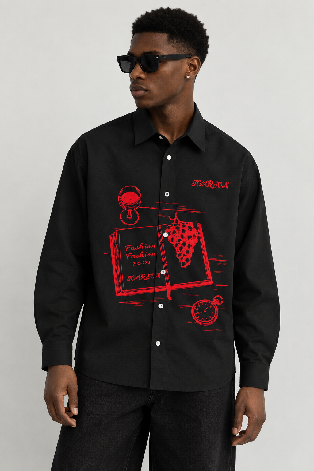 Temi Graphic-Print Loose-Fit Long-Sleeve Shirt