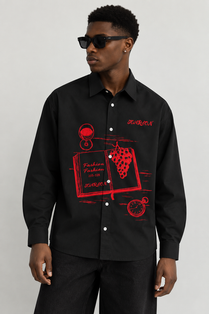 Temi Graphic-Print Loose-Fit Long-Sleeve Shirt