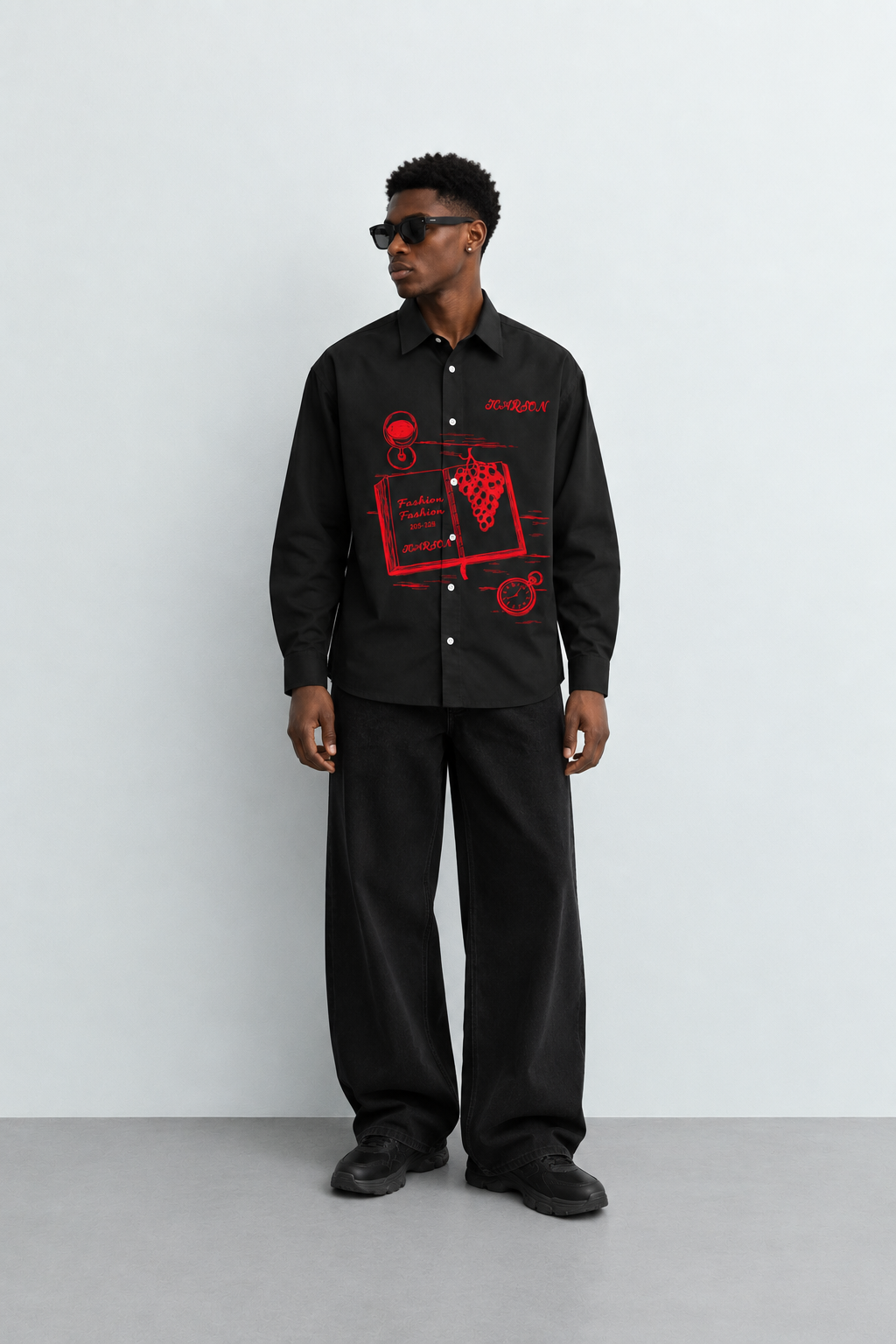 Temi Graphic-Print Loose-Fit Long-Sleeve Shirt