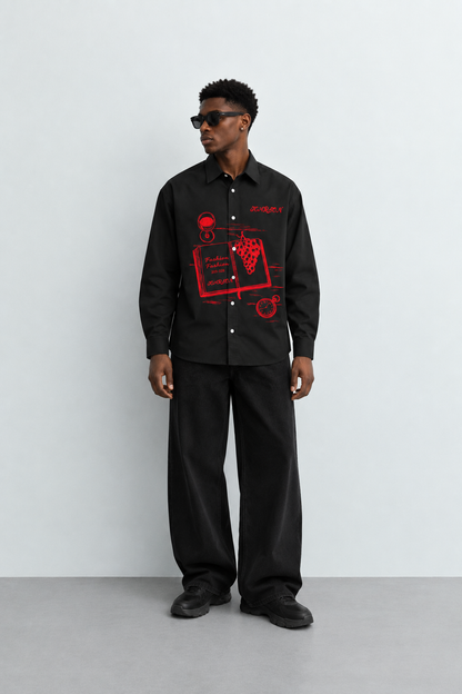 Temi Graphic-Print Loose-Fit Long-Sleeve Shirt