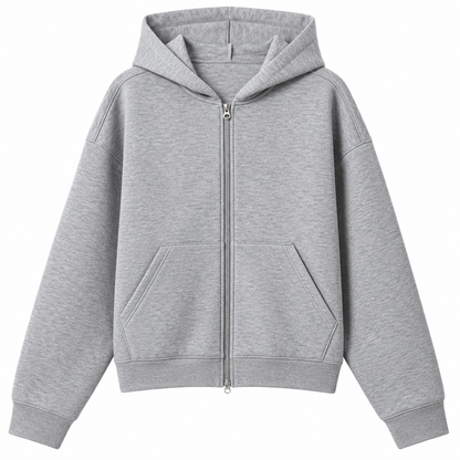 Wole Heavyweight Boxy Cropped Zip-Up Hoodie