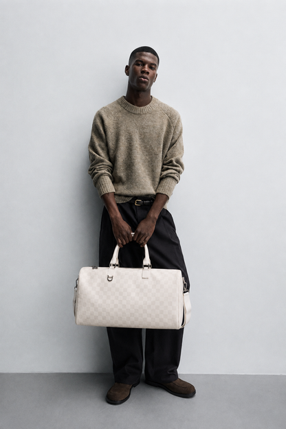 Seyram Chequered Leather Large-Capacity Shoulder Bag