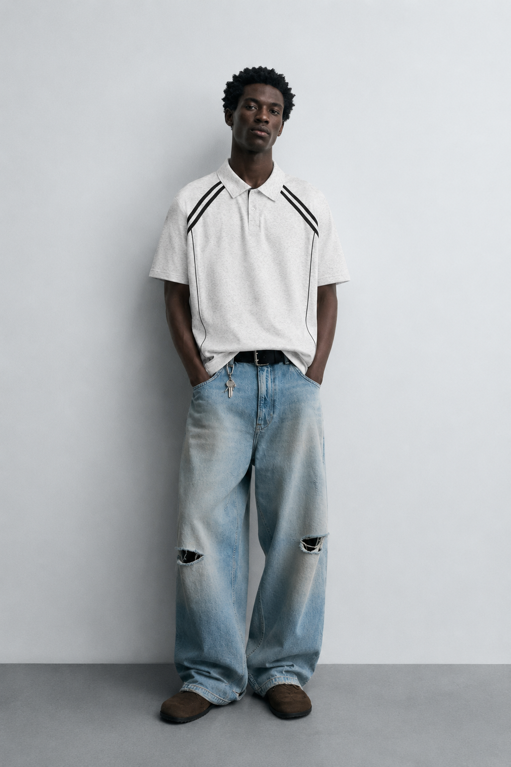 Rotimi Color-Block Straight-Shoulder Minimalist Polo